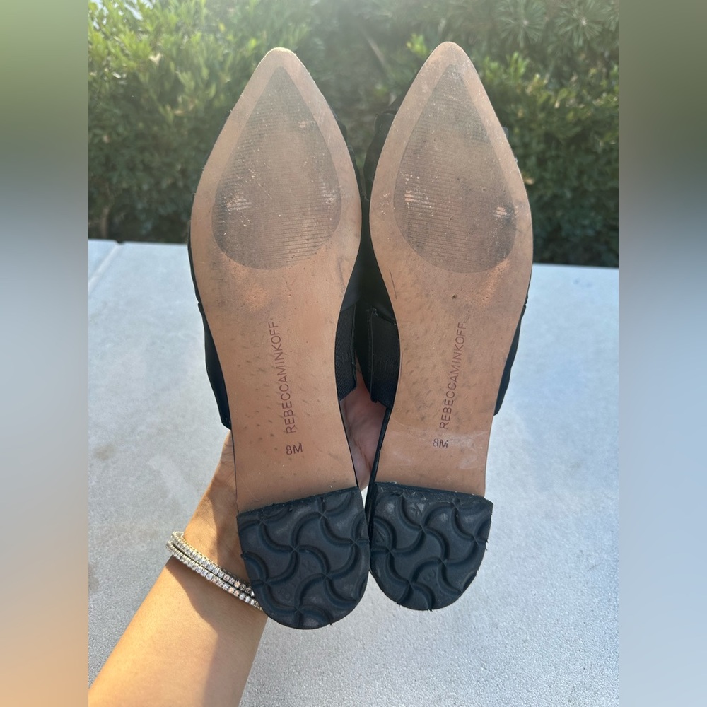 Rebecca Minkoff Black Satin Pointy Toe Knotted Mules (Size 8) - Picture 4 of 4